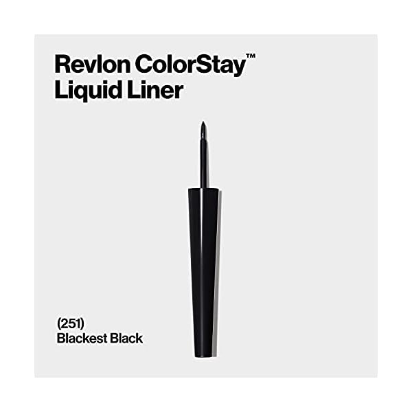 Revlon Liquid Eyeliner, ColorStay Eye Makeup, Waterproof, Smudgeproof, Longwearing with Ultra-Fine Tip, 251 Blackest Black, 0.08 Fl Oz (Pack of 1)