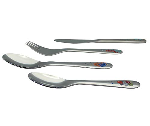 Miniatura 3 de Exzact Cubertería Infantil 4 Pieza Para Niños De Acero Inoxidable - 1 X Cena Cuchillo, 1 X Cena Tenedor, 1 X Cena Cuchara, 1 X Cuchara Pequeña - Adorables Criaturas Del Mar Mar