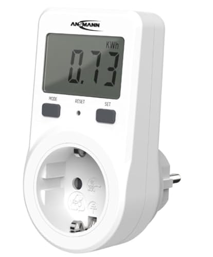 ANSMANN Compteur d'énergie numérique compact APM 1 Compteur de consommation d'électricité Energy Check/Compteur d'électricité jusqu'à 3680 W, fonction mémoire incluse Économiser de l'électricité
