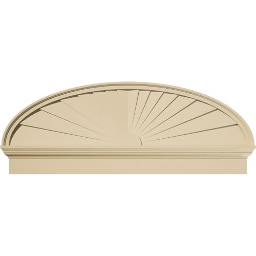 50"W x 19-3/8"H x 2-1/2"P Elliptical Sunburst Signature Urethane Combination Pediment, Primed Tan