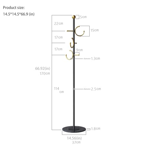 BUZUYE Modern Coat rack with marble base,Coat rack freestanding heavy duty with gold hooks,Entryway coat rack stand Coat Tree freestanding coat hanger stand for Hanging Clothes, Hats, Bags by BUZUEY - Image 5