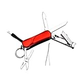 AceCamp Munkees 6-Function Manicure Keychain Multi-Tool, Nail File, Fingernail Clippers, Scissors, Knife, Tweezers, Cuticle Pusher, Trimmer, Remover, Mini Portable Pocket Key Ring Gift