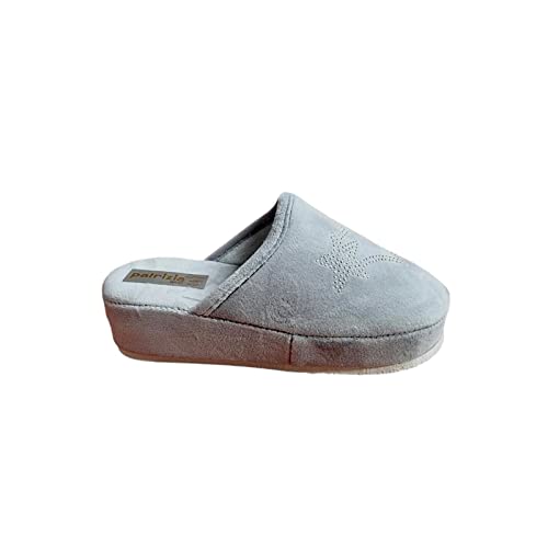 Patrizia Azzi Miriam Pantoufle parfumée en tissu chaud, talon bloc 5 cm, boîte cadeau, Grigio, 38 EU Cover