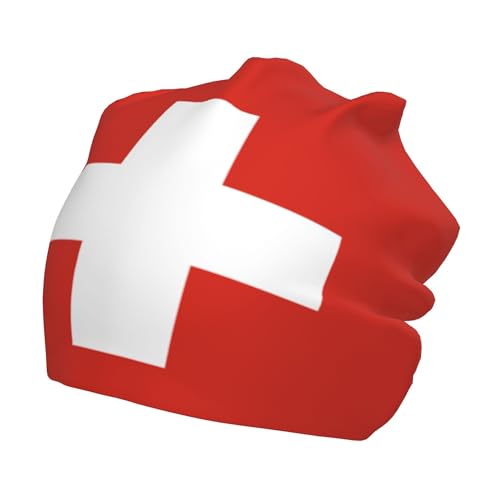 Swiss Flag Children Hip Hop Knitted Hat Kids Elastic Leisure Knit Cap Warm Sleep Beanies Black
