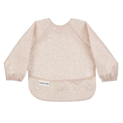 Tiny Twinkle Mess Proof Baby Bib|Waterproof Smock Bib for Eating,Machine Washable Full Sleeve with Pocket (Zen Garden, Small 6-24 Months)