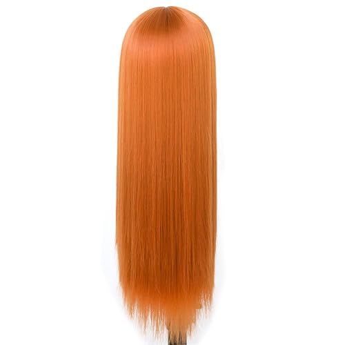 PORSMEER Long Orange Wigs for Women Natural Silky Straight Synthetic Hair Wig Heat Resistant Fibers Vivid Color Wig for Cosplay or Daily Wear - Image 4