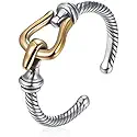 ChicSilver Retro Cuban Link Chain/Criss Cross Rings 925 Sterling Silver and Brass Oxidized Ring Open Adjustable Rings for Women