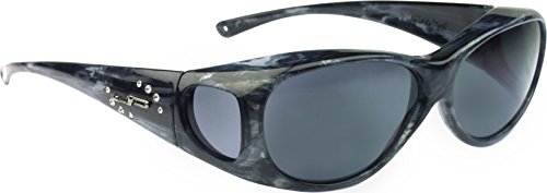Fitovers Eyewear - Lotus Collection Designed to Fit Over Medium Oval Frames Not Exceeding 141mm X 40mm - Smoke Marble/polarized Grey