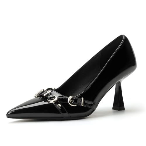 Image of IDIFU Kitten Heels Pumps Closed Pointed Toe Dress Shoes for Women