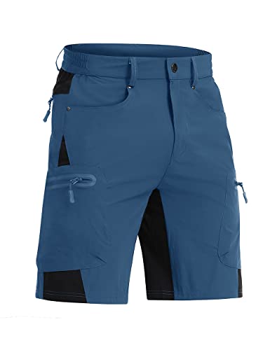 CRYSULLY Men's Hiking Biking Shorts Outdoor Summer Mountain Climbing Shorts Blue Grey