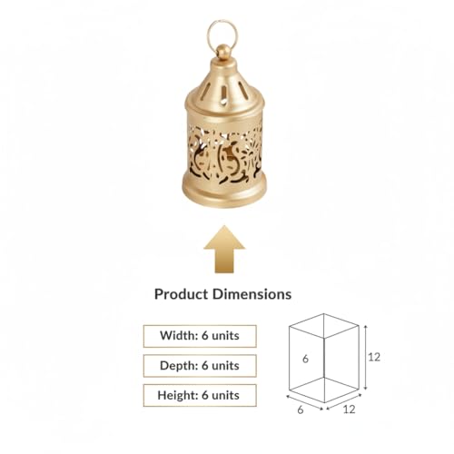 Image of Hanging Metal Tealight Candle Holder Lantern Set with LED Candle | Decorative Gold Hanging Lantern for Home Decor, Living Room, Dining Table, Balcony & Festive Gifting (Set of 6)