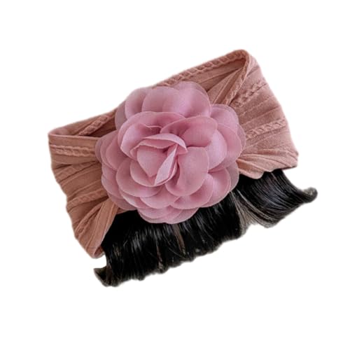 Baby Flower Wigs Bangs Headband Infant Floral Faux Hair Band Fashionable Flower Wigs Hair Accessory for Girls Aged 0-6