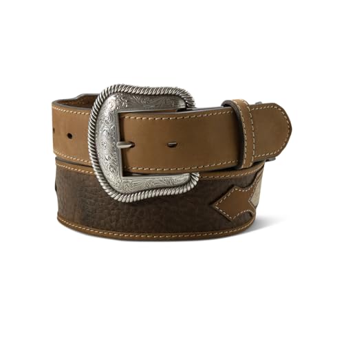 ARIAT Men's Calf Hair Inlay Center Tab Leather Belt