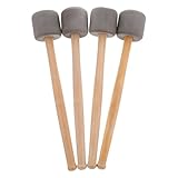 Healifty Mazos de Percusión de Espuma Gris 4 Piezas con Mango de Madera Baquetas para Bombo e Instrumento Percutivo Agarre Cómodo y Resistente Uso en Batería y Banda de Marcha