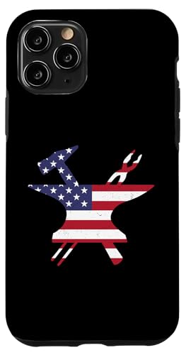 Blacksmith Anvil American Flag 4th of July USA Blacksmith �X�}�z�P�[�X iPhone 11 Pro �p