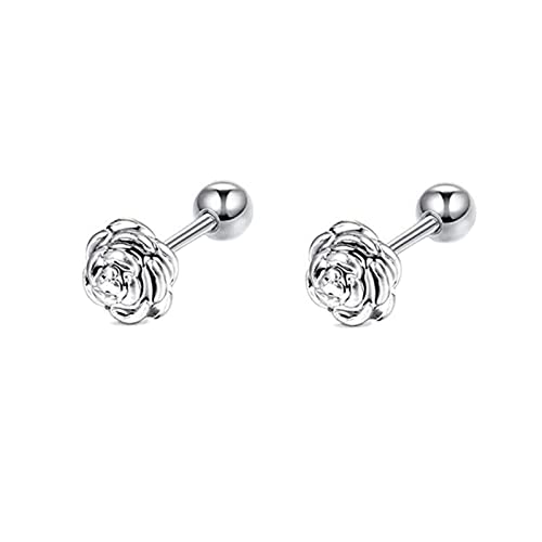 Boucles d'oreilles or 18k pour femmes cartilage fleurs de rose polies