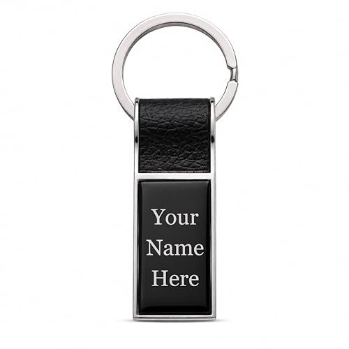 Image of Personalized Double-Sided Metal Keychain, Premium Silver Finish, Custom Name Engraving, Elegant Gift Key Ring for Men, Women
