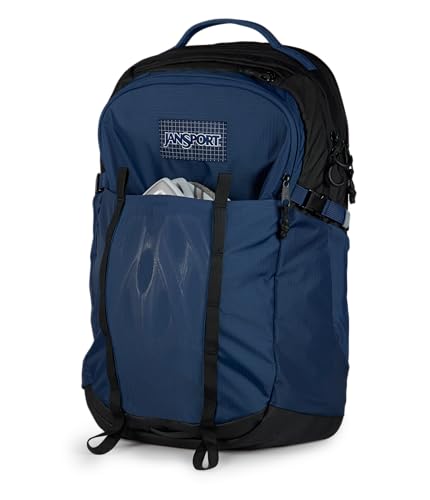Image of JanSport 34L All Around Pack - 15 inch Laptop Sleeve, Navy | Versatile Rucksack w /Hydration Sleeve, Reflective Accents & Safety Whistle