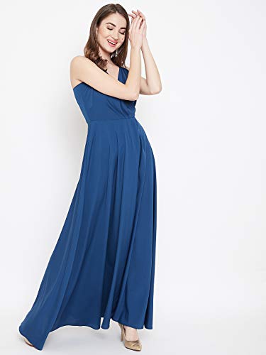 Image of Berrylush Red Solid V Neck Maxi Dress