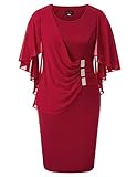 Hanna Nikole Women's Chiffon Overlay Ruffle Sleeve Party Cocktail Bodycon Mini Dress Wine 16W