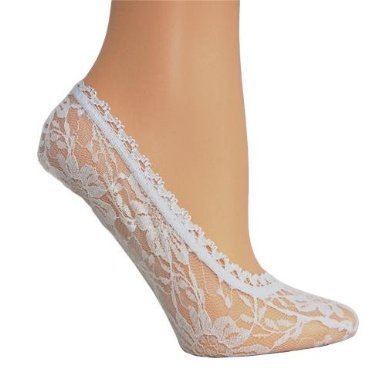 Gilbins Lace No Show Socks - Color: White - 6 Pairs