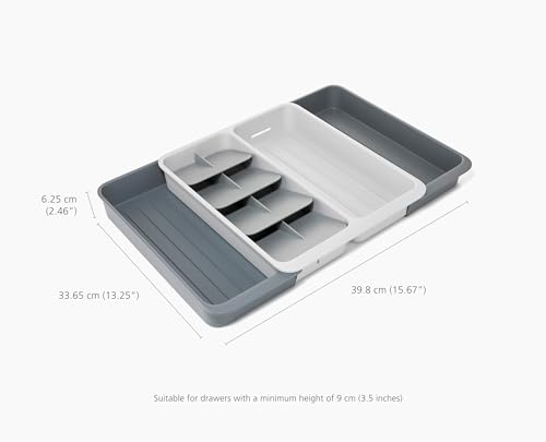 Image of Joseph Joseph DrawerStore Expanding Tiered Flatware Cutlery, Utensil, and Gadget Tray, Expandable In-Drawer Kitchen Space-Saving Organizer, Recycled Plastic