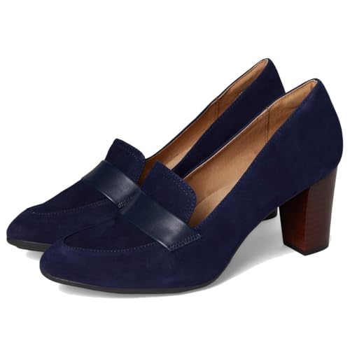 Image of SHODENSE Women Chunky Kitten Heel Pumps Shoes Round Closed Toe Slip On Suede Penny Loafers Matte Block Mid Heels Dress Loafer Almond Toe Comfort Oxford Shoes Office Work Classic Elegant 4-11 M US