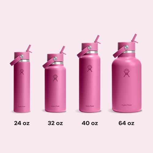 Hydro Flask Water Bottle - Insulated Stainless Steel - Wide Mouth Flex Straw Lid, Non Spill, Leakproof and Refillable in 24 Oz Reef Pink - image 9