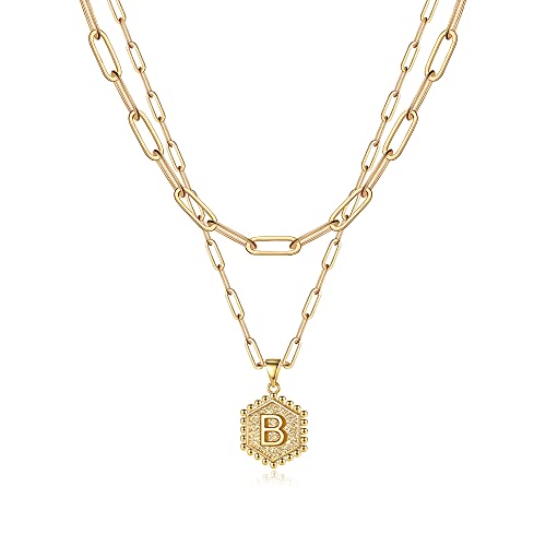Colliers initiaux en couches pour femmes bijoux tendance chaîne trombone or