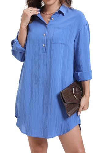 Women Summer Dresses Long Sleeve Loose 2025 Vacation Fashion Casu...