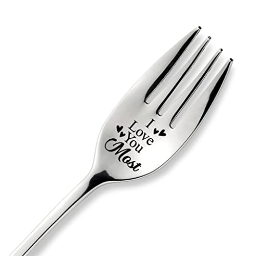 Zbbfscsb I Love You Most Funny Engraved Forks With Gift Box, Wedding Dessert Forks Anniversary Family Party Birthday Christmas Gifts, Anniversary Wedding Gift For Wife Husband, Gift For His Her #TOP11