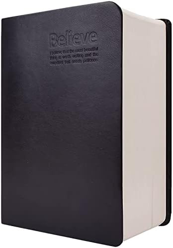 SAYEEC Thick Lined Journal Notebook 720 Pages, Black Leather Journals for Writing, 360 Sheets Classic Vintage Believe Diary Notebook for School Office Home Travel (Lined Paper, 6.7" X 4.7")