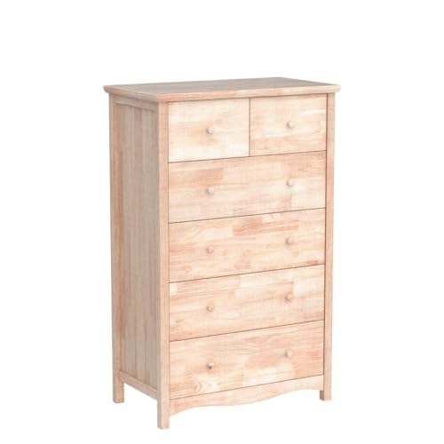 VINGLI Unfinished 6 Drawer Dresser, Natural Solid Wood Dresser Color DIY, Upgraged Rustic Farmhouse Tall Dresser with Spacious Storage Chests of Drawers with Full Extension Drawer Slides - Image 5