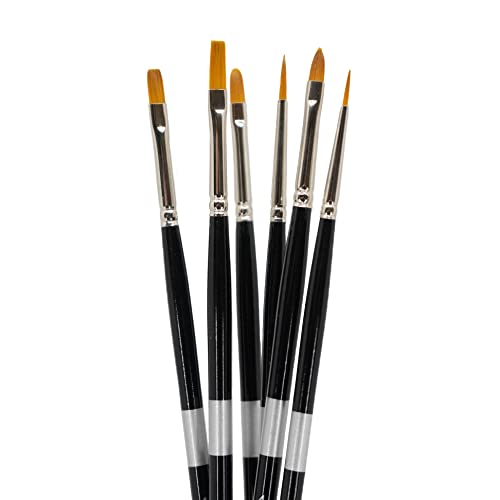 Trekell Golden Taklon Acrylic Paint Brush Set - Assorted Professional Paint Brushes For Oil Paint, Watercolor, And Gouache - 10" Brush Handles, 6 Piece Set #TOP3