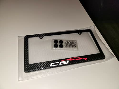 Corvette C8 Carbon Fiber License Plate Frame Stingray Black 100% Real Carbon