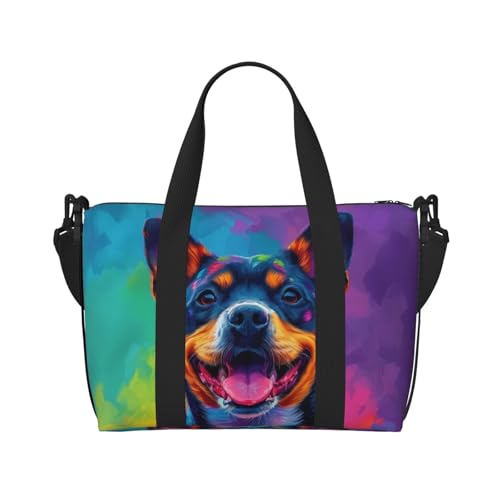 Staffordshire Bull Terrier print Travel Duffel Bag, Sports Tote Gym Bag, Swim Pool Bag Large Shoulder Tote Bag for Beach Weekender2
