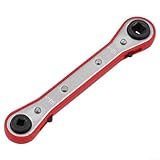 Doppelkopf-Vierkant-Ratschenschlüssel, Metall, Kühl-Service-Werkzeug für HVAC-Anschluss-Ventilschlüssel, 1/4 Zoll, 3/8 Zoll, 3/16 Zoll, 5/16 Zoll für Klimaanlagen-Reparatur und (A)