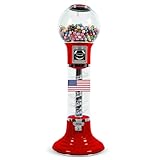 Gumball Machine with Stand - 4 FT Commercial Spiral Bubble Gum Machine - Coin Mechanism $0.25 Dispenses 1” Gumballs - Vending Machines for Kids - Red