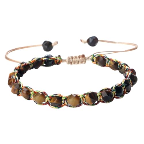 Bracelet perles de pierre oeil de tigre authentique finition charme luxe