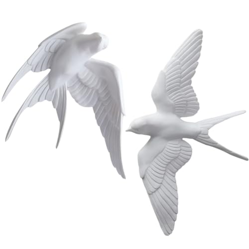 Oiseaux 3d hirondelle déco murale VILLCASE blanche facile à suspendre sur mur de salon rustique