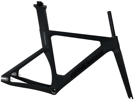 BSFHQS 700C Fixed Gear Bike Frameset 49cm 51cm 54cm 57cm Carbon Fiber Track Bike Frame Windbreaker Frames Quick Release Frame F9x100mm R9x120mm QR(Black,57cm)