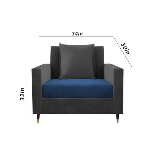 Image of Casaliving Garcia 3+2+1 Seater Sofa Set for Living Room (Blue Black Colour) Premium Fabric Sofa