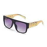 FACATH 80s/90s Women Hip Hop Costume Kit Rapper DJ Sunglass for Girls, Lassic Oversized Hippie Glasses for 80s 90s Hip Hop Costume, Square Retro Gold Frame Hip Hop Glasses (Gold)