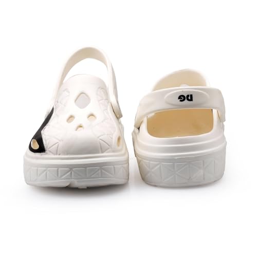 Image of Deer Rock Unisex Black & White Chunky Sole Clogs | Lightweight EVA Slip-On Sandals with Breathable Cut-Out Design & Adjustable Heel Strap