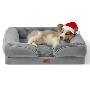 Bedsure Orthopedic Dog Bed for Medium Dogs – Waterproof Dog Sofa Beds Medium, Supportive Foam Pet Couch Bed with Removable Washable Cover, Waterproof Lining and Nonskid Bottom, Grey, 28″x23″x6.5″