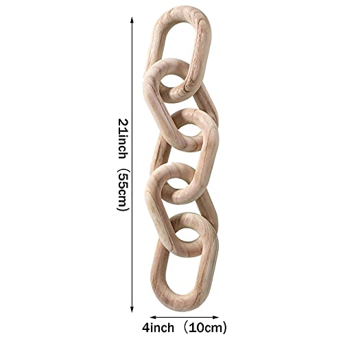 Decorative Wooden Link Chain Farmhouse Wooden Chain Decor 5 Link Decoration for Family Home Office Party Decoration Supplies 21×4inch(Wood Color) by Jetec - Image 7