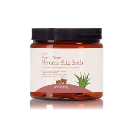 SPRIGS Mama Bear Hemma Sitz 5 Oz | Natural Soak for ‘Hemmies’ & Prenatal & Postpartum Recovery | Herbal Bath with Sea Salt, Organic Aloe Vera, Witch Hazel, Yarrow & Calendula | Support for After Birth