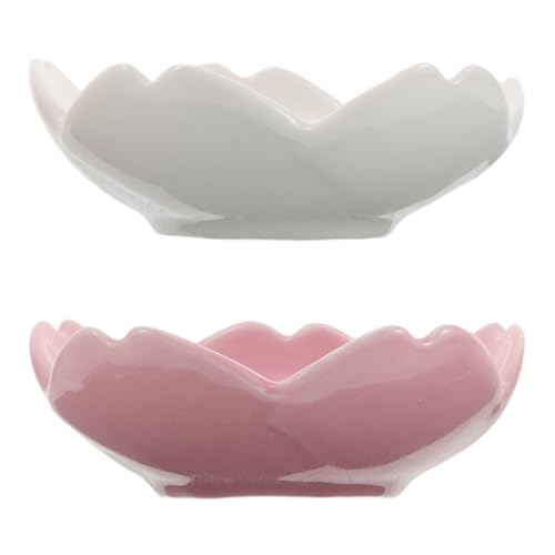 iplusmile 2 Piezas Bandeja de Cerámica para Joyas con Diseño de Flor Elegante Organizador para Anillos y Llaves Decoración para Baño y Tocador Soporte Decorativo para Mesa Comedor
