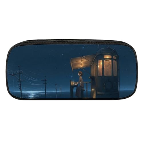 ペンケース 筆箱 大容量 軽量 夜空 月夜 海 屋形船 筆入れ ふでばこ ペンポーチ 多機能 コンパクト シンプル おしゃれ 中小学生 高校生 女の子 男の子