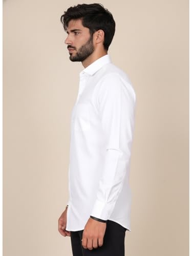 Image of Full Sleeve Black Formal Shirt for Men Cotton Regular Fit Casual - Pure Premium Branded Shirts for Men Formal Stylish Slim Plain Solid Man Wear as Office and Party